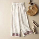 Savannah | Women's Pants with Elastic Waistband and Embroidered Hem