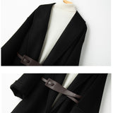 Holly | Women's Wool-Cotton Blend Winter Coat with Leather Waist Belt