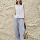 Victoria | Women Top With Linen Cotton Seam Detail