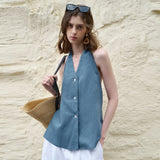 Juniper | Women Top With Linen Halter Neck