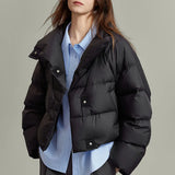 Veyra | Women's Quilted Cropped Jacket with High Neck and Bold Front Clasps