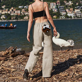 Marina | Women's Pants with Drawstring Waistband and Wide Legs