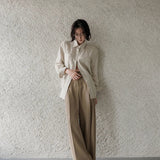 Lily | Women Shirt With Linen Pleated Texture