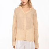 Nova | Women Shirt With Ramie Blend V Neck