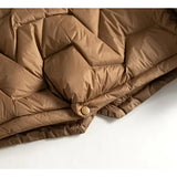 Natalie | Women's Chevron Quilted Duck Down Jacket with Snap Button Closure