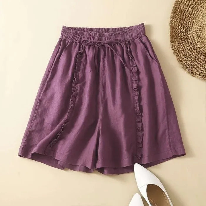 Brynn | Women's Shorts with Elastic Waist and Ruffle Seams