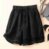 Lenora | Women's Shorts with Drawstring Waist and Lace Trim