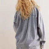 Marais | Women Overshirt With Washed Denim Fabric