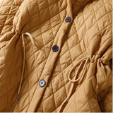 Maren | Women's Diamond Quilted Long Coat with Drawstring Waist