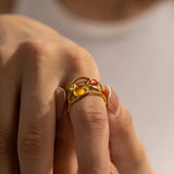 Solari | Women Ring with Resin Stones and Gold Plating