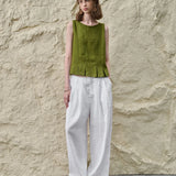 Victoria | Women Top With Linen Cotton Seam Detail