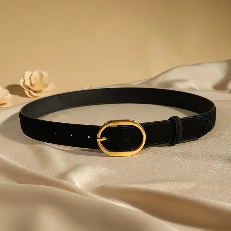 Montreux | Women Belt with Suede Material and Gold Buckle
