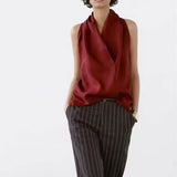Valienne | Women Top With Linen Cross Neck