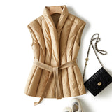 Jordan | Women's Quilted Duck Down Vest with Belted Waist