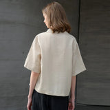 Eleanor | Women Top With Linen Open Collar