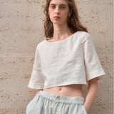 Evelyn | Women Top With Linen Boxy Cropped Fit