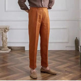 Wesley | Men's Linen Pants with High-Waist Straight-Leg