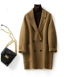 Cecilia | Women's Double-Breasted Wool Coat with Structured Straight Cut