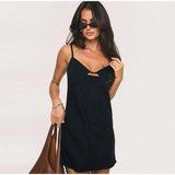 Delilah | Women's Denim A-Line Dress with V-Neck Cutout