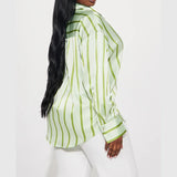 Delaney | Women Blouse With Satin Stripe Design