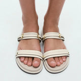 Maribel | Women's Twin Strap Flats with Buckles Cushioned Insole Anti-Slip Sole