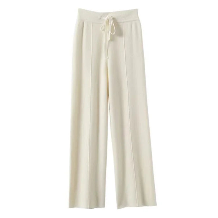 Sandrine | Women's Merino Wool Wide Leg Trousers with High Waist