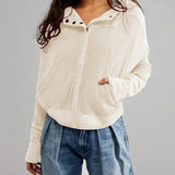 Beth | Women's Cropped Zip Hoodie with Oversized Fit and Soft Cotton Fabric