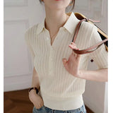 Amy | Women Polo Top with Breathable Stretch Fabric and Button-Collar