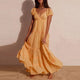 Genevieve | Women's Maxi Dress with Puff Sleeves and Lace Patchwork