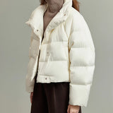 Veyra | Women's Quilted Cropped Jacket with High Neck and Bold Front Clasps