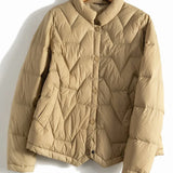 Natalie | Women's Chevron Quilted Duck Down Jacket with Snap Button Closure