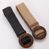 Calla | Women Belt with Woven Straw and Wood Buckle