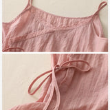 Audrey | Women's Lace Up Cotton Linen Camisole Tank Top