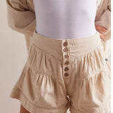 Francesca | Women's Shorts with Button Waist and Ruched Panels