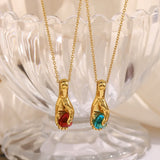Fortuna | Women Necklace with Hand Charm and Blue Stone