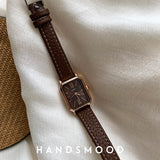 Audrey | Women Wrist Watch with Rectangle Dial and Leather Strap