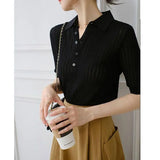 Amy | Women Polo Top with Breathable Stretch Fabric and Button-Collar