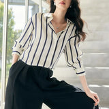 Maren | Women Blouse With Satin Stripe Design