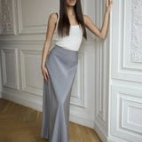 Seraphine | Women's Satin Maxi Skirt with Fishtail Hem