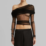 Lagos | Women Top With Sheer Mesh Fabric