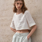 Evelyn | Women Top With Linen Boxy Cropped Fit