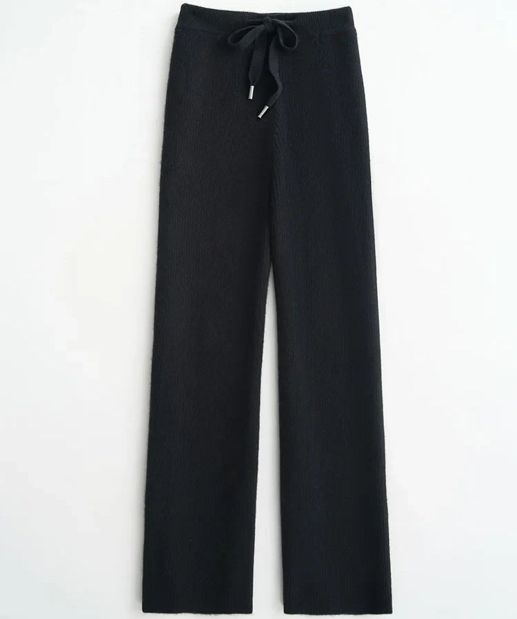 Nina | Women's Wool Knit Wide Leg Pants with High Waist