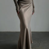 Seraphine | Women's Satin Maxi Skirt with Fishtail Hem