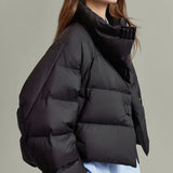 Veyra | Women's Quilted Cropped Jacket with High Neck and Bold Front Clasps