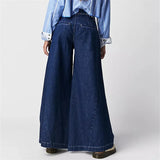 Rovina | Women's Wide Leg Pleated Denim Jeans