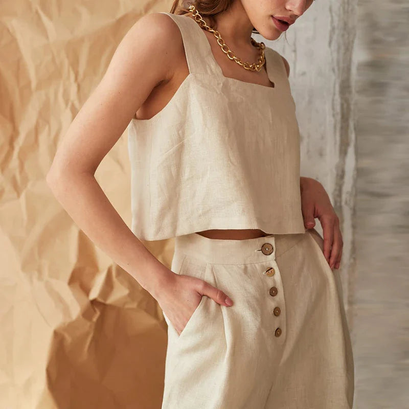 Ellison | Women Top With Linen Square Neck