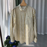 Caroline | Women Shirt With Cotton Linen Striped Pattern