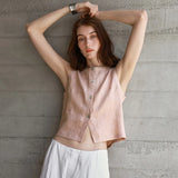 Charlotte | Women Top With Linen Reversible Neckline