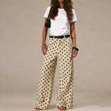 Beatrice | Women's Wide Leg Pants with Polka Dot Print