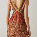 Sienna | Women's Floral Lace Trim Deep V Mini Dress